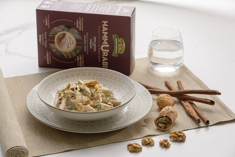 piatto di penne Hammurabi con salsa di noci