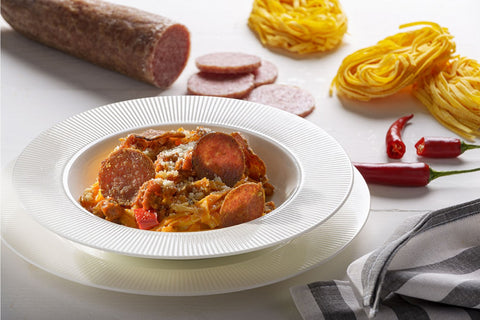 piatto di tagliatelle al ragù di Ciauscolo